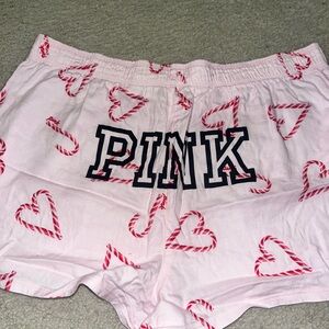 PINK Victoria's Secret Candy Cane Heart Sleep Shorts L